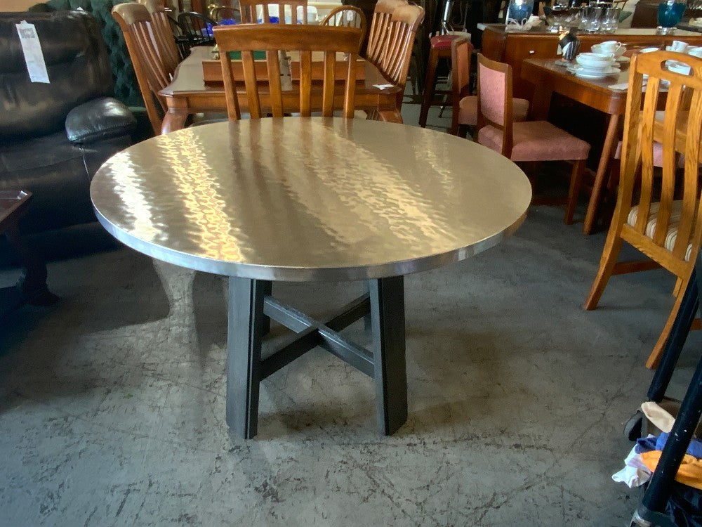 Bernhardt Harding Round Metal Table with Glass Base